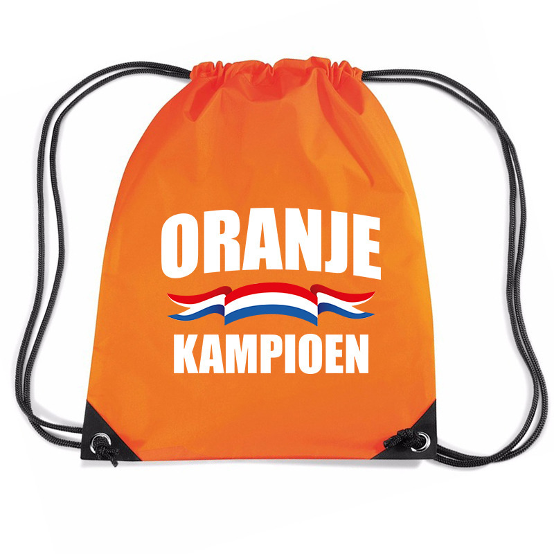 Oranje kampioen voetbal rugzakje sporttas met rijgkoord oranje