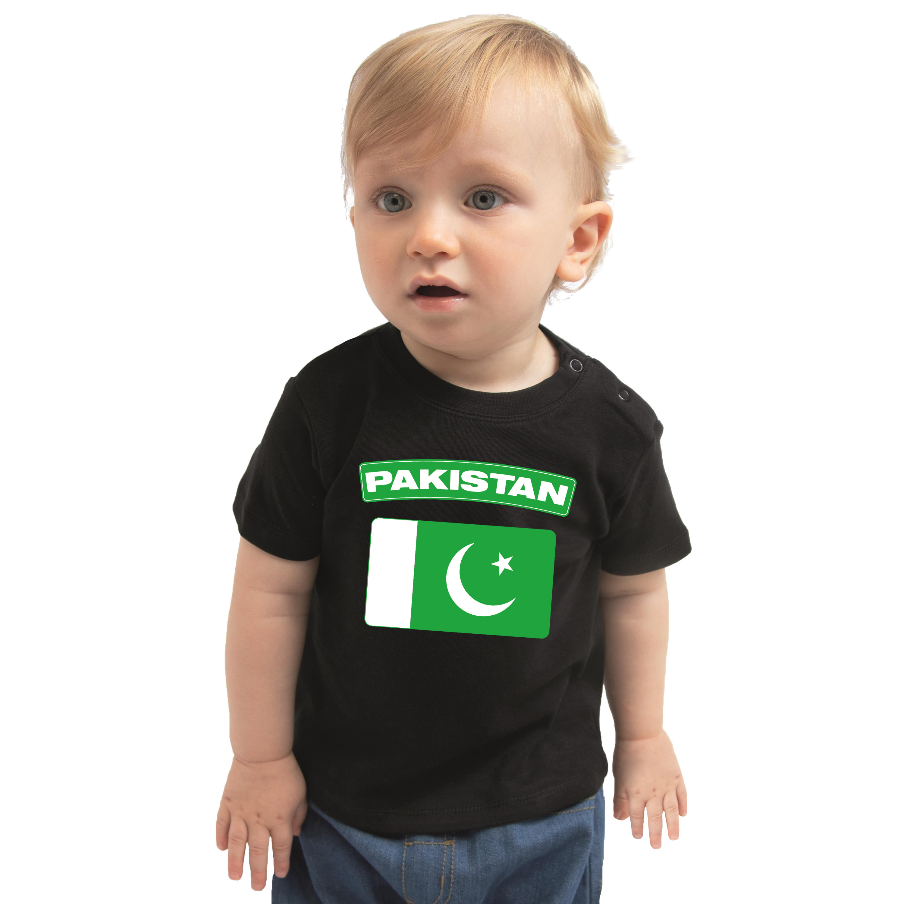 Pakistan t shirt met vlag zwart voor babys