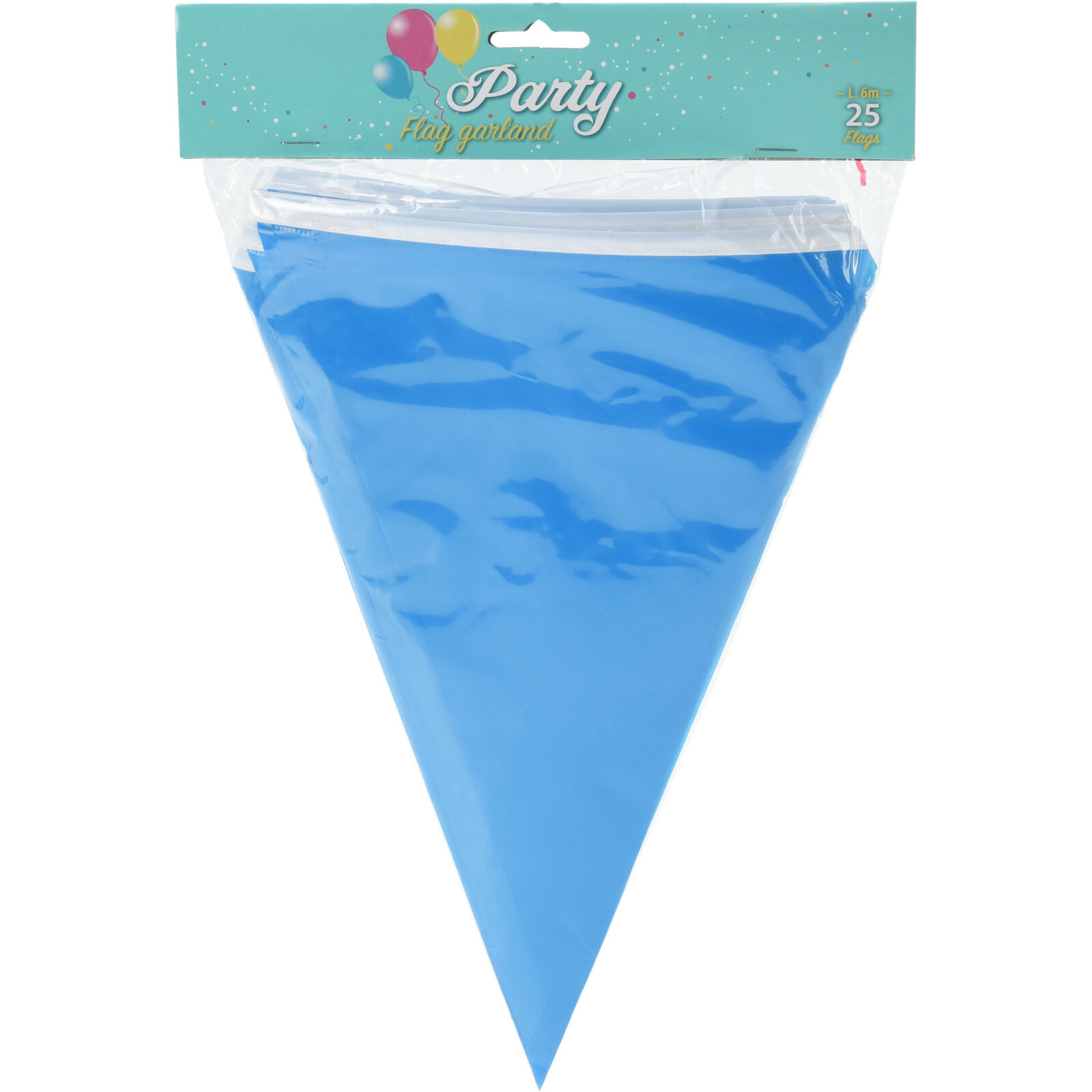 Party Vlaggenlijn binnen buiten plastic blauw 600 cm 25 vlaggetjes