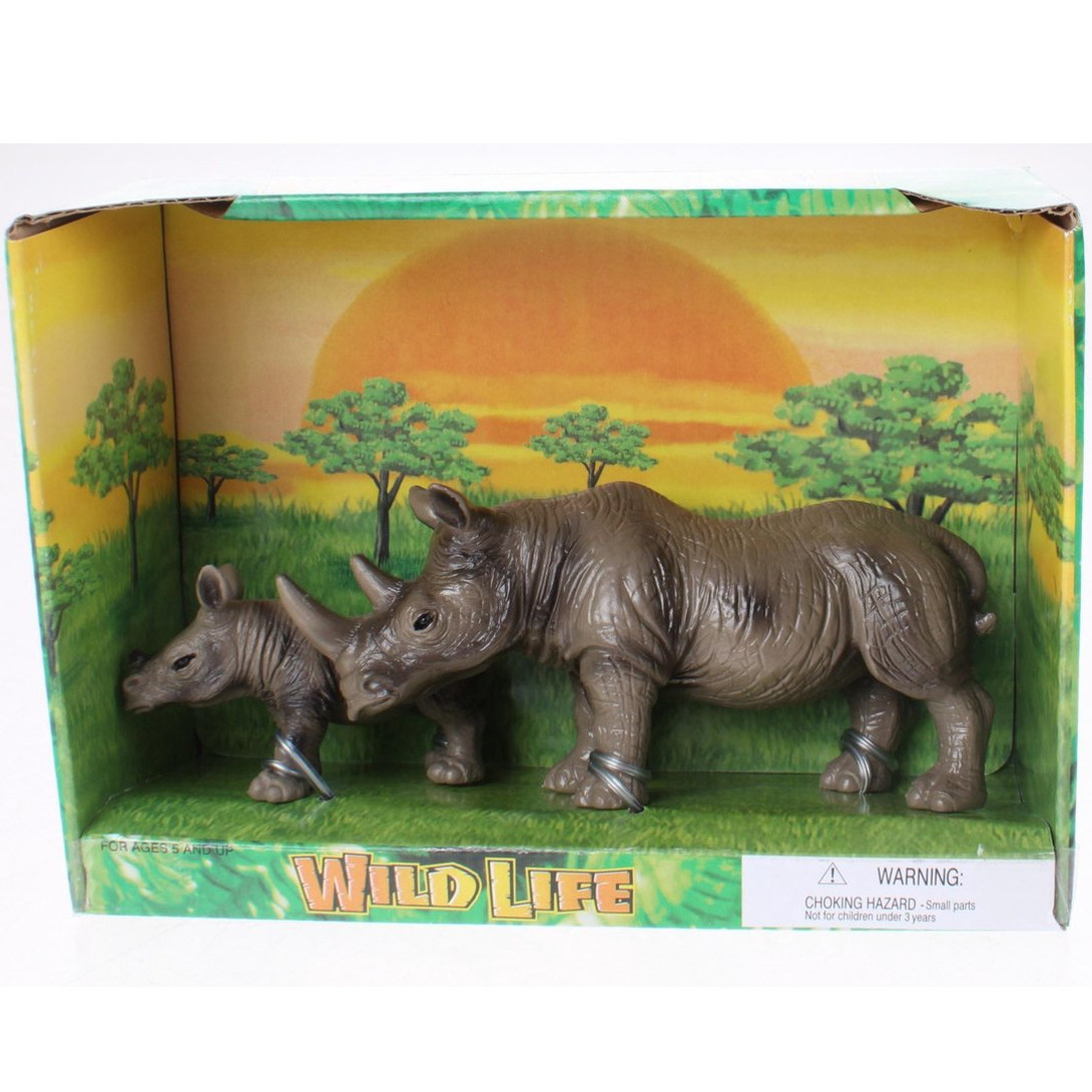 Plastic safari/wilde dieren neushoorn met kalf