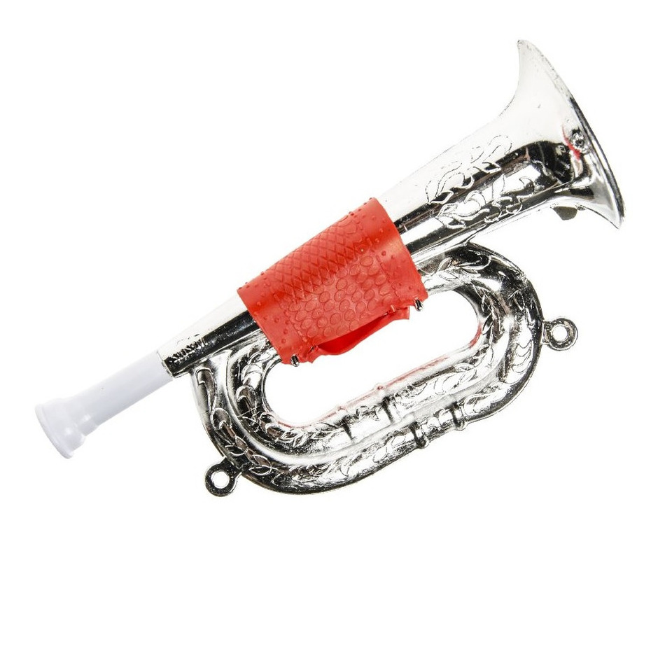 Plastic speelgoed trompet zilver 22 cm