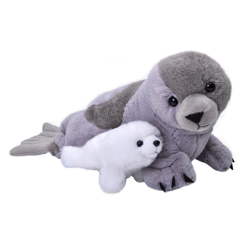gegevens draaipunt Federaal Pluche grijze zeehond met baby knuffel 38 cm speelgoed bestellen voor €  25.89 bij het Knuffelparadijs