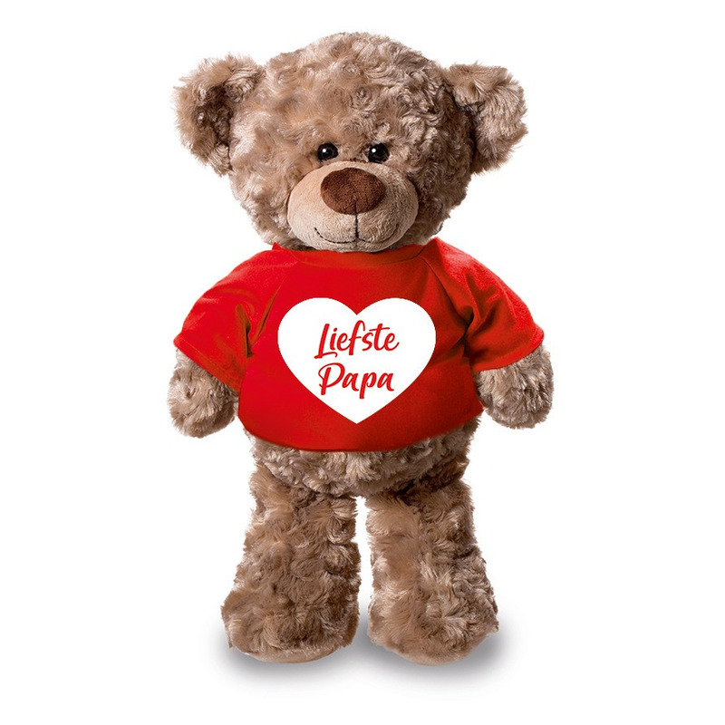 Pluche knuffel teddybeer 24 cm met Liefste Papa hartje t-shirt
