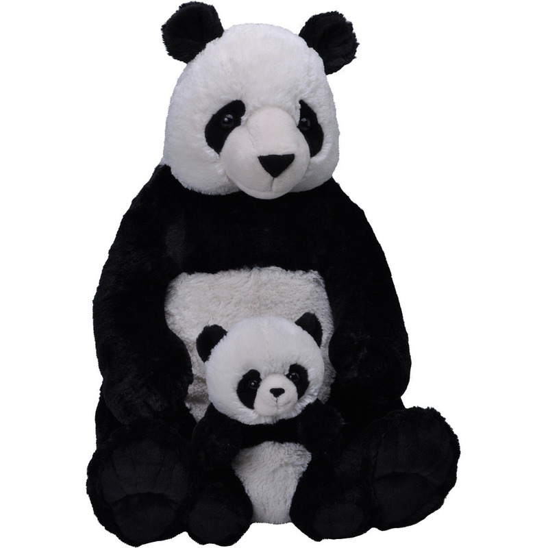 Eekhoorn wetenschappelijk botsing Pluche zwart/witte panda beer met baby knuffel 76 cm speelgoed bestellen  voor € 68.89 bij het Knuffelparadijs