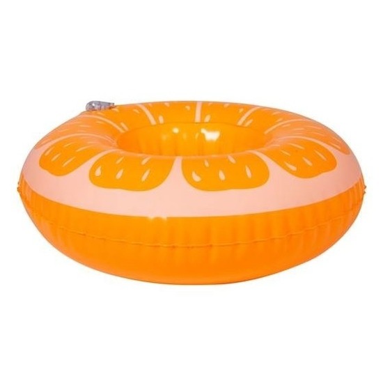 Poppen/knuffel opblaas zwemband sinaasappel 17 cm