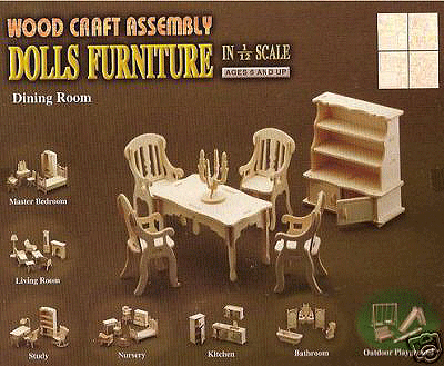 Poppenhuis meubels/meubeltjes huiskamer en eetkamer