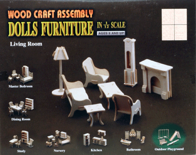 Doll house furniture bedroom and living