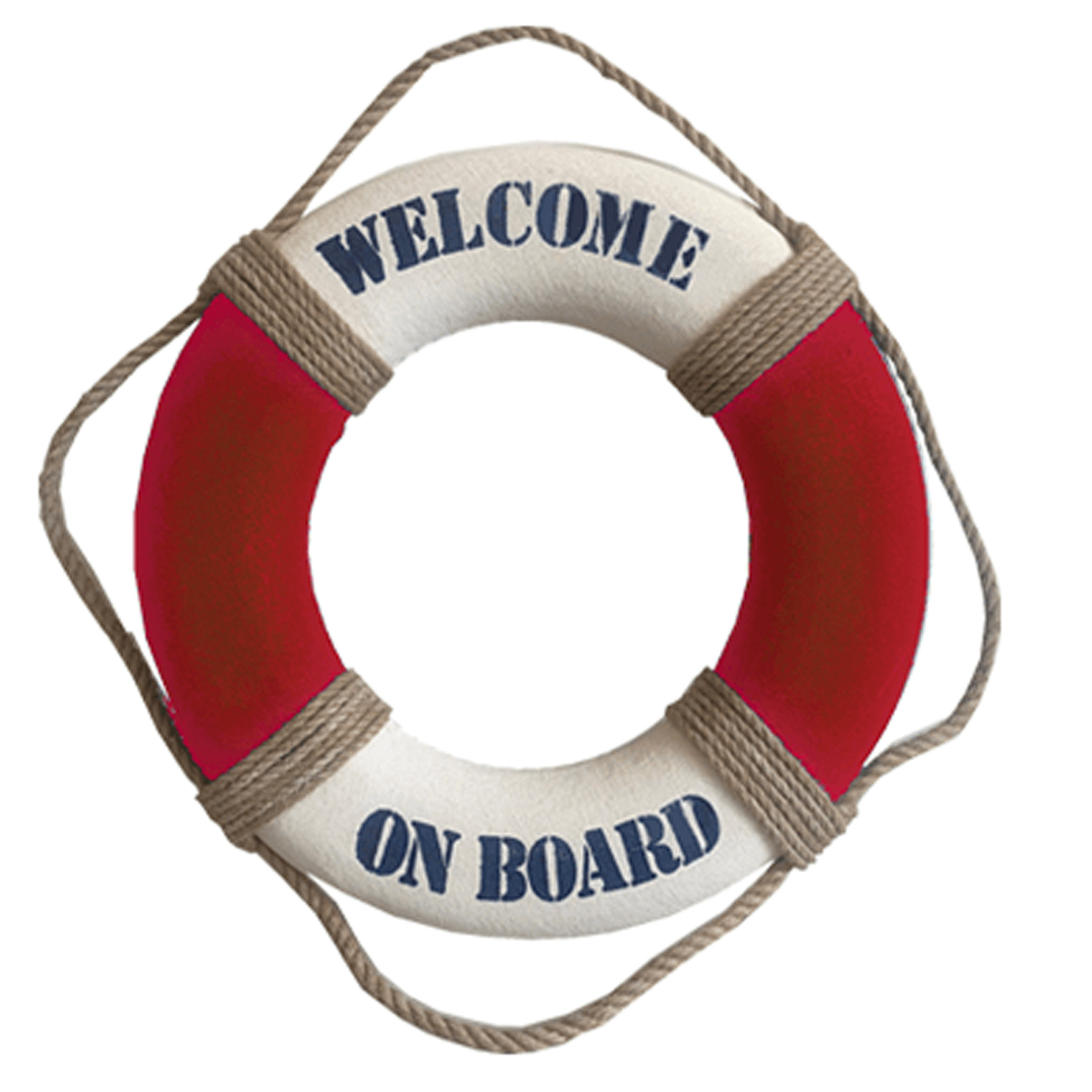 Reddingsboei Welcome on board 25 cm rood wit kunststof maritiem thema decoratie