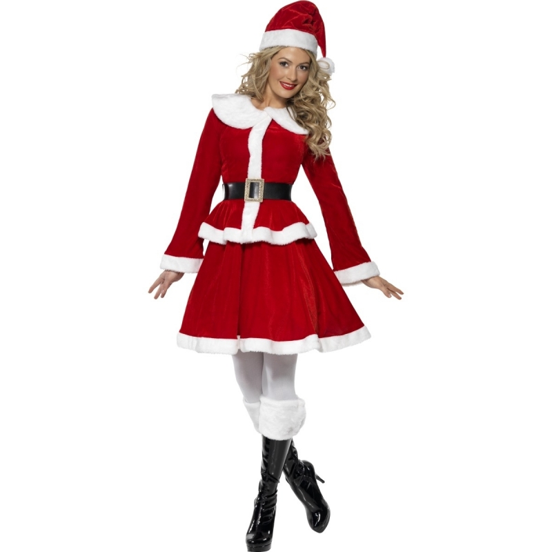 Rood wit Santa kerstvrouw verkleed kostuum jurkje voor dames