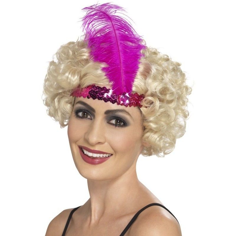 Roze Charleston thema verkleed hoofdband voor dames