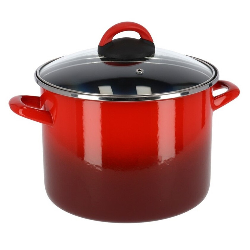 Eigenaardig Onze onderneming feit Rvs rode kookpan/soeppan met glazen deksel 20 cm 4,8 liter bestellen voor €  32.99 bij het Knuffelparadijs