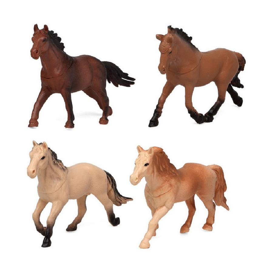 Speelgoed boerderij dieren paarden figuren 4x stuks