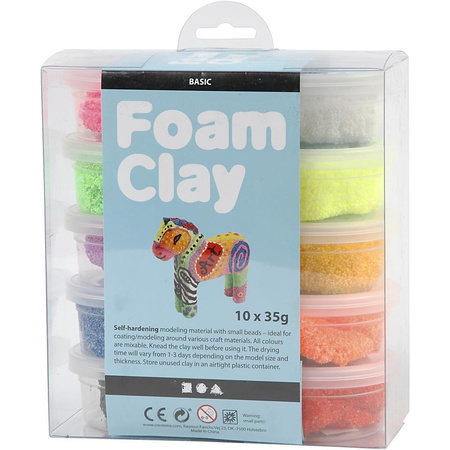 10x Knutsel Foam Clay klei gekleurd 35 gram