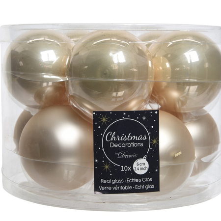 Glazen kerstballen pakket champagne glans/mat 26x stuks diverse maten