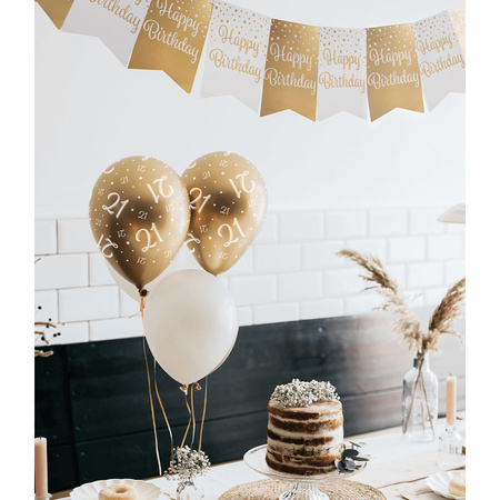 Paperdreams Luxe 16 jaar feestversiering set - Ballonnen & vlaggenlijnen - wit/goud