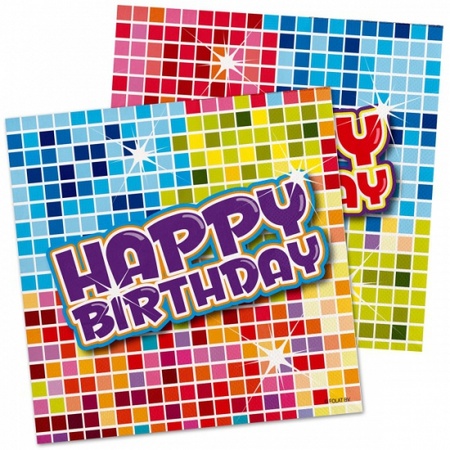 16x Happy Birthday party theme napkins 25 x 25 cm paper