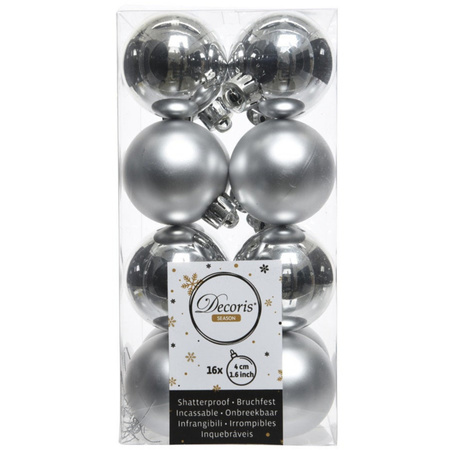 32x Christmas baubles mix silver and champagne 4 cm plastic matte/shiny