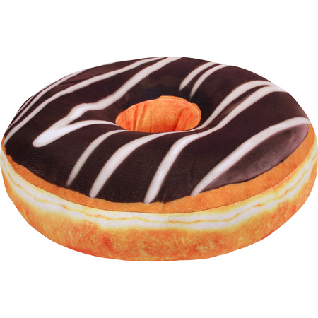 1x Donut kussen chocolade 40 cm