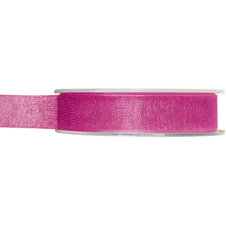 Satin deco ribbons set 2x rolls - black/pink - 1,5 cm x 20 meters - hobby/decoration