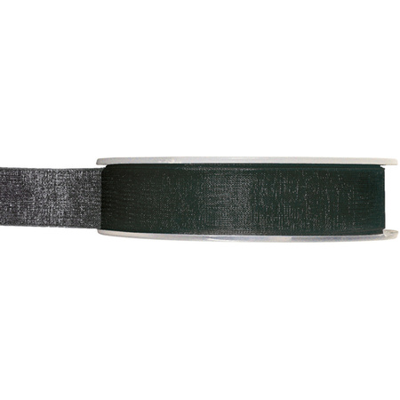 Satin deco ribbons set 2x rolls - black/purple - 1,5 cm x 20 meters - hobby/decoration