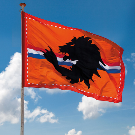 Ek oranje straat/ huis versiering pakket met oa 1x Mega Holland vlag, 200 meter oranje vlaggenlijnen