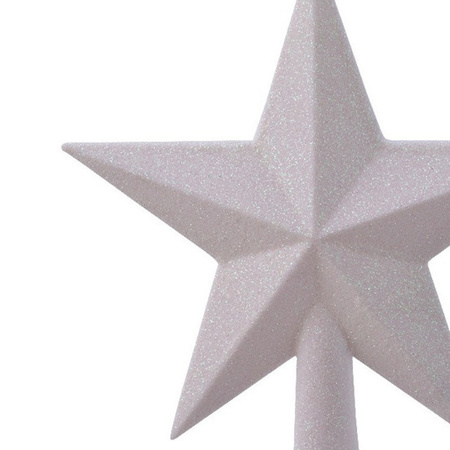 1x Pearl white star Christmas tree topper 19 cm