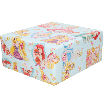 1x Rollen inpakpapier/cadeaupapier Disney Princess 200 x 70 cm blauw