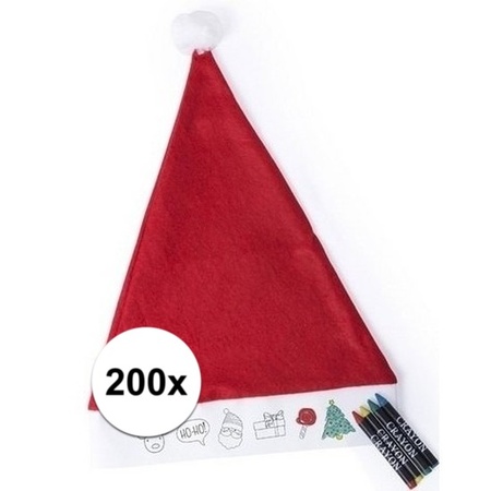 200 Christmas hat for kids coloring including 4 wax crayons