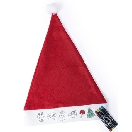 200 Christmas hat for kids coloring including 4 wax crayons