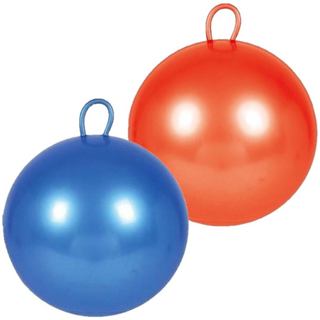 2x stuks skippyballen voor kinderen rood/blauw 70 cm