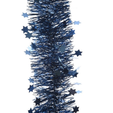4x Donkerblauwe ster kerstslinger 10 x 270 cm kerstboom versieri