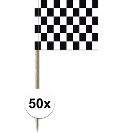 50x Cocktail picks racing/finish flag 8 cm flags