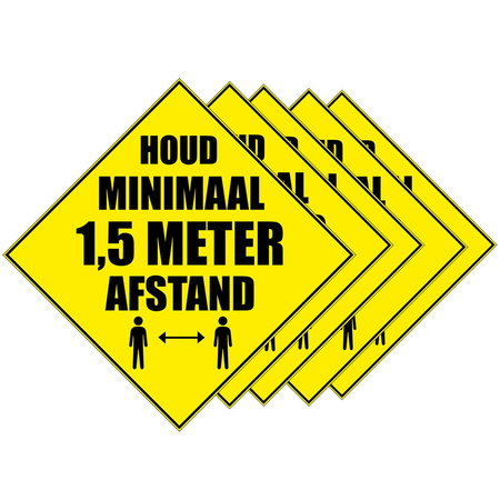 5x Warning sticker houd afstand 10,5 cm
