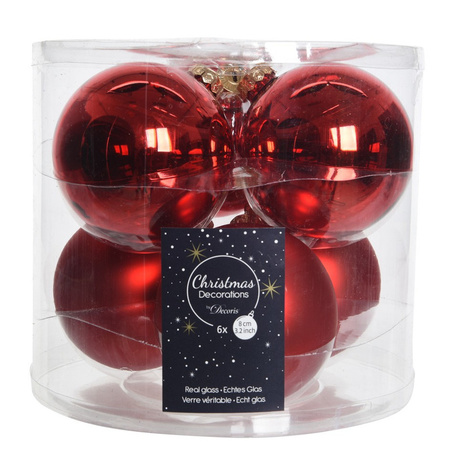 Glass Christmas boubles set 16x pieces red various sizes