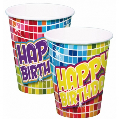 Paper cups Bappy Birthday 6x pieces