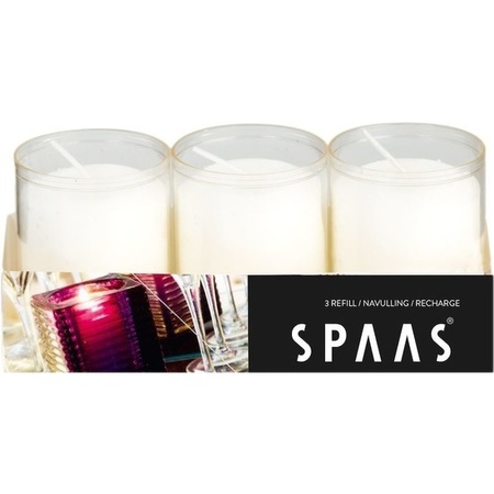 6x White candle refill for holder 5 x 6,5 cm 24 hours