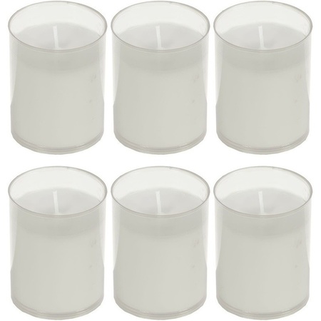 6x White candle refill for holder 5 x 6,5 cm 24 hours