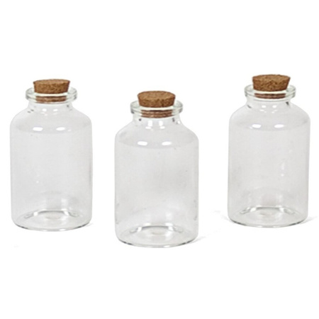 75x Kleine transparante flesjes met kurken dop 30 ml bestellen € 74.75 bij het