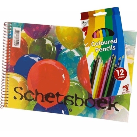 A4 schetsboek inclusief kleurpotloden