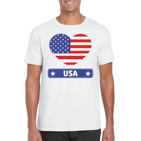 America heart flag t-shirt white men
