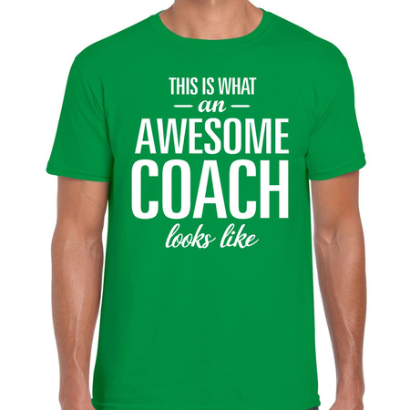 Awesome Coach cadeau t-shirt groen heren