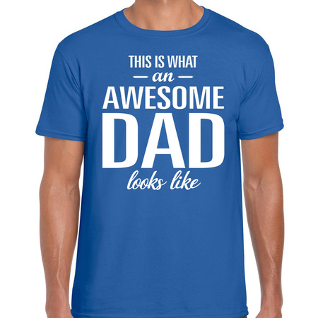 Awesome Dad cadeau t-shirt blauw heren - Vaderdag  cadeau