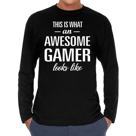 Awesome / geweldige gamer cadeau t-shirt long sleeves heren