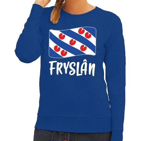 Blauwe trui / sweater Fryslan / Friesland vlag dames