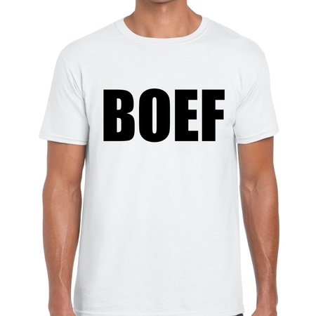 toetje Verslaggever Vervagen BOEF tekst t-shirt wit voor heren bestellen voor € 16.89 bij het  Knuffelparadijs