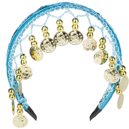 Buikdanseres hoofdband/diadeem turquoise blauw dames verkleedacc