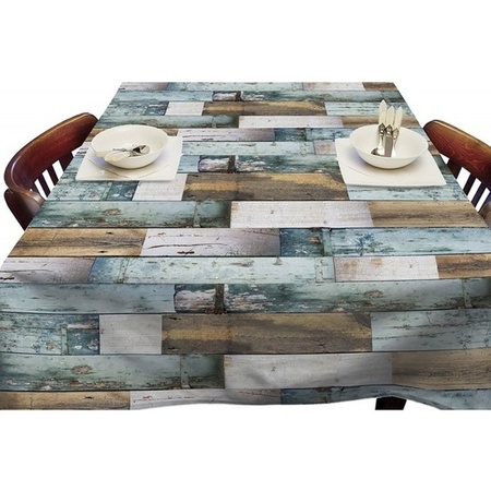 software plek Kosciuszko Buiten tafelkleed/tafelzeil blauw houten planken 140 x 250 cm bestellen  voor € 14.99 bij het Knuffelparadijs