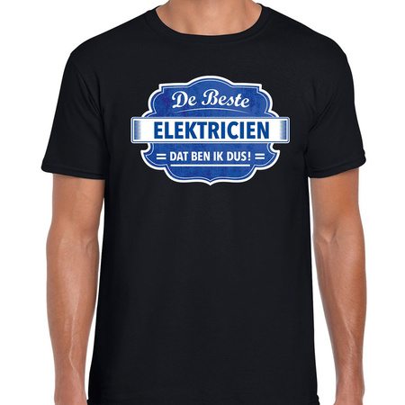 Cadeau t-shirt voor de beste elektricien zwart voor heren
