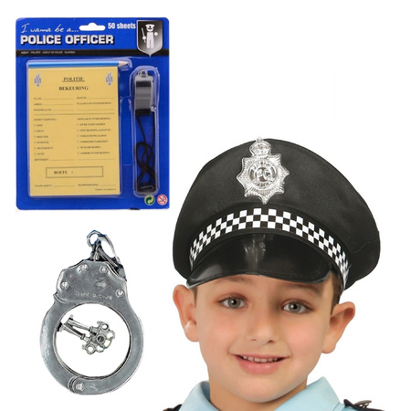 Carnaval play set police hat with cuffs for kids