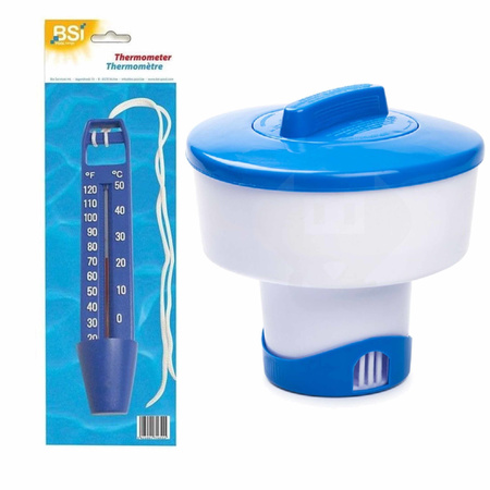 Chloordrijver/chloordispenser groot voor tabletten 200 gram incl waterthermometer